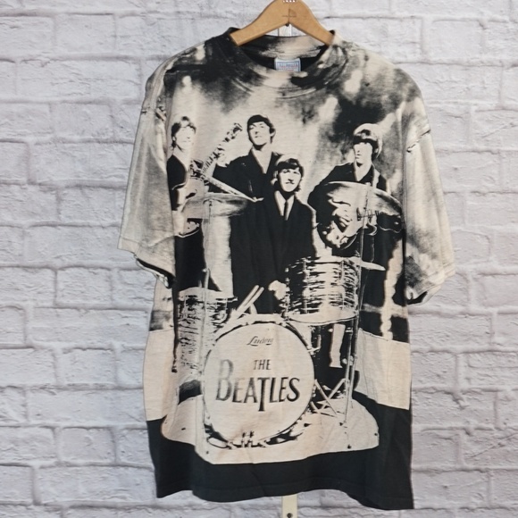 Vintage Tops - 1990 Vintage Acid Wash Beatles Band Shirt XL ***